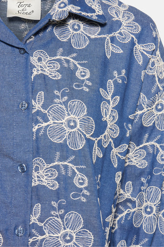 Hemd met lange mouwen - Mid blue denim - Terra di Siena