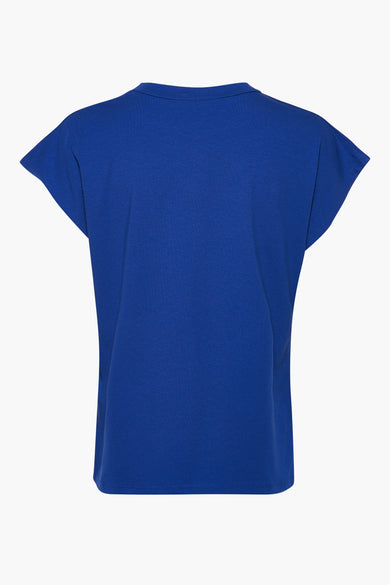 Blauw T-shirt met korte mouwen van Terra di Siena, effen kleur, achterkant weergegeven.
