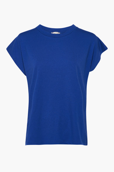 Blauw T-shirt met korte mouwen van Terra di Siena, effen en met een ronde hals.