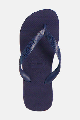 Chaussures de bain Havaianas bleues avec une subtile texture et le logo Havaianas sur les lacets.