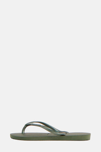 Kaki slippers van Havaianas, in een eenvoudige en minimalistische stijl.