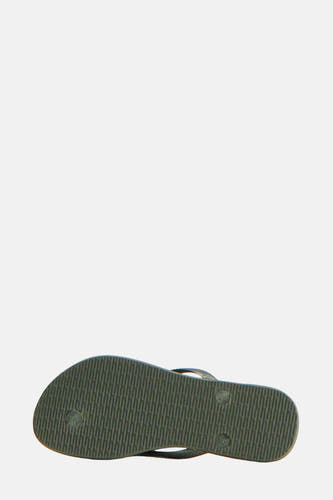 Kaki slippers van Havaianas, met textuur op de zool en een eenvoudig ontwerp.
