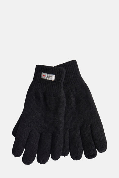 Zwarte handschoenen van Access, met zichtbaar isolerend label op één handschoen.