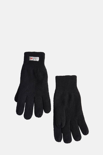 Zwarte handschoenen van Access® met een gebreide textuur en een 3M Thinsulate patch.
