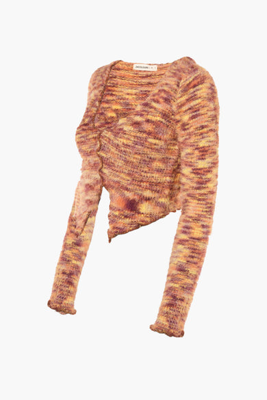 Maillot orange de 24 couleurs, avec un motif rayé et des détails froncés.