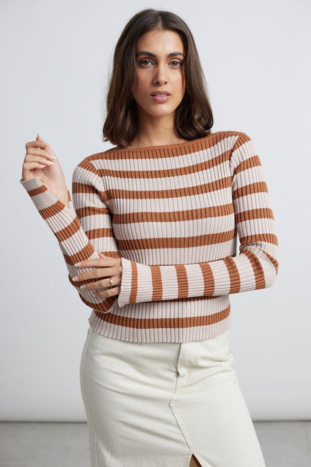 Pull met ronde hals - beige