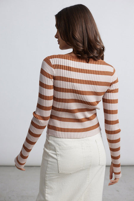 Pull met ronde hals - beige