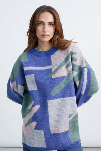 Pull met ronde hals - multicolor