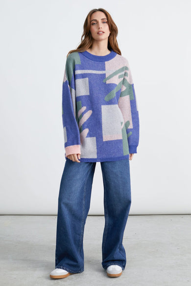 Pull met ronde hals - multicolor