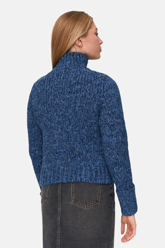 Blauw gilet van 24 colours gmbh, met een hoge kraag en een grof gebreide textuur.