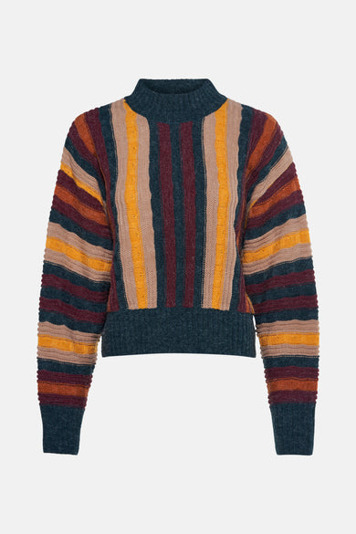 Multikleurige trui met ronde hals van 24 colours, met een gestreept patroon en lange mouwen.

