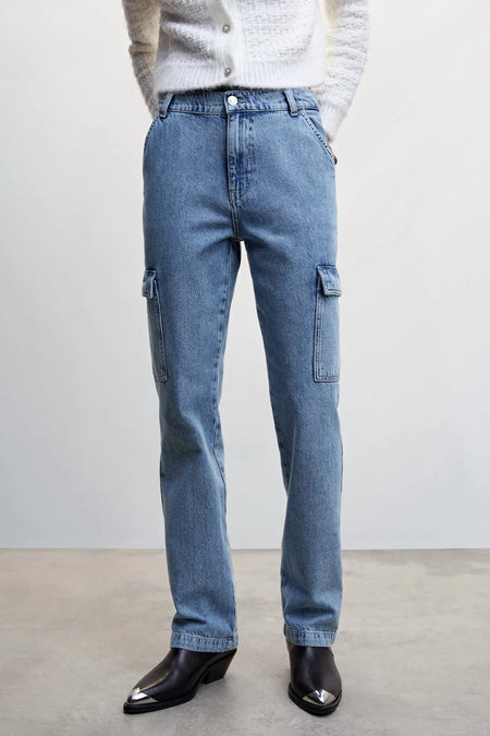 Straight jeans - mid blue denim