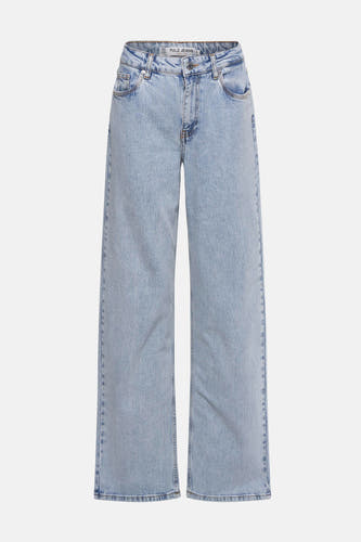 Jean wide bleu clair de PULZ JEANS, avec une texture denim stonewashed et des détails classiques.