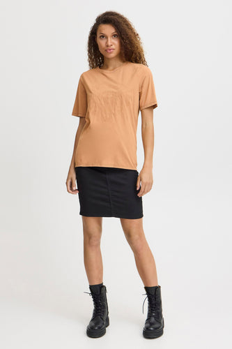 T-shirt met korte mouwen - beige - PULZ
