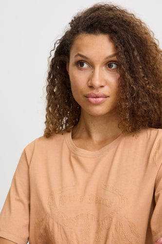 T-shirt met korte mouwen - beige - PULZ