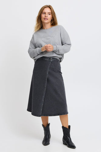 Jupe longue - dark grey denim - PULZ