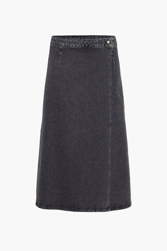 Jupe longue - dark grey denim - PULZ