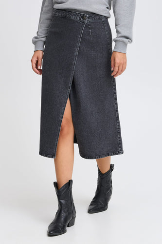 Jupe longue - dark grey denim - PULZ