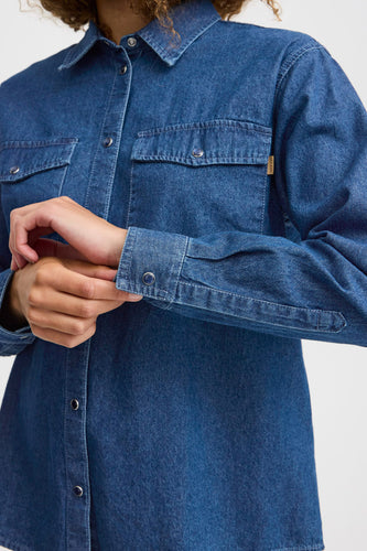 Jeanshemd - mid blue denim - PULZ