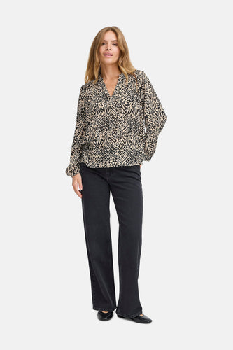 Blouse met lange mouwen - bruin