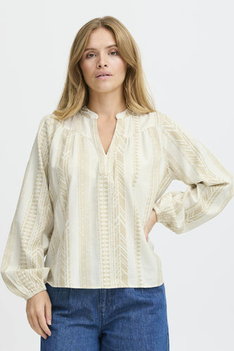 Blouse met lange mouwen - ecru - PULZ