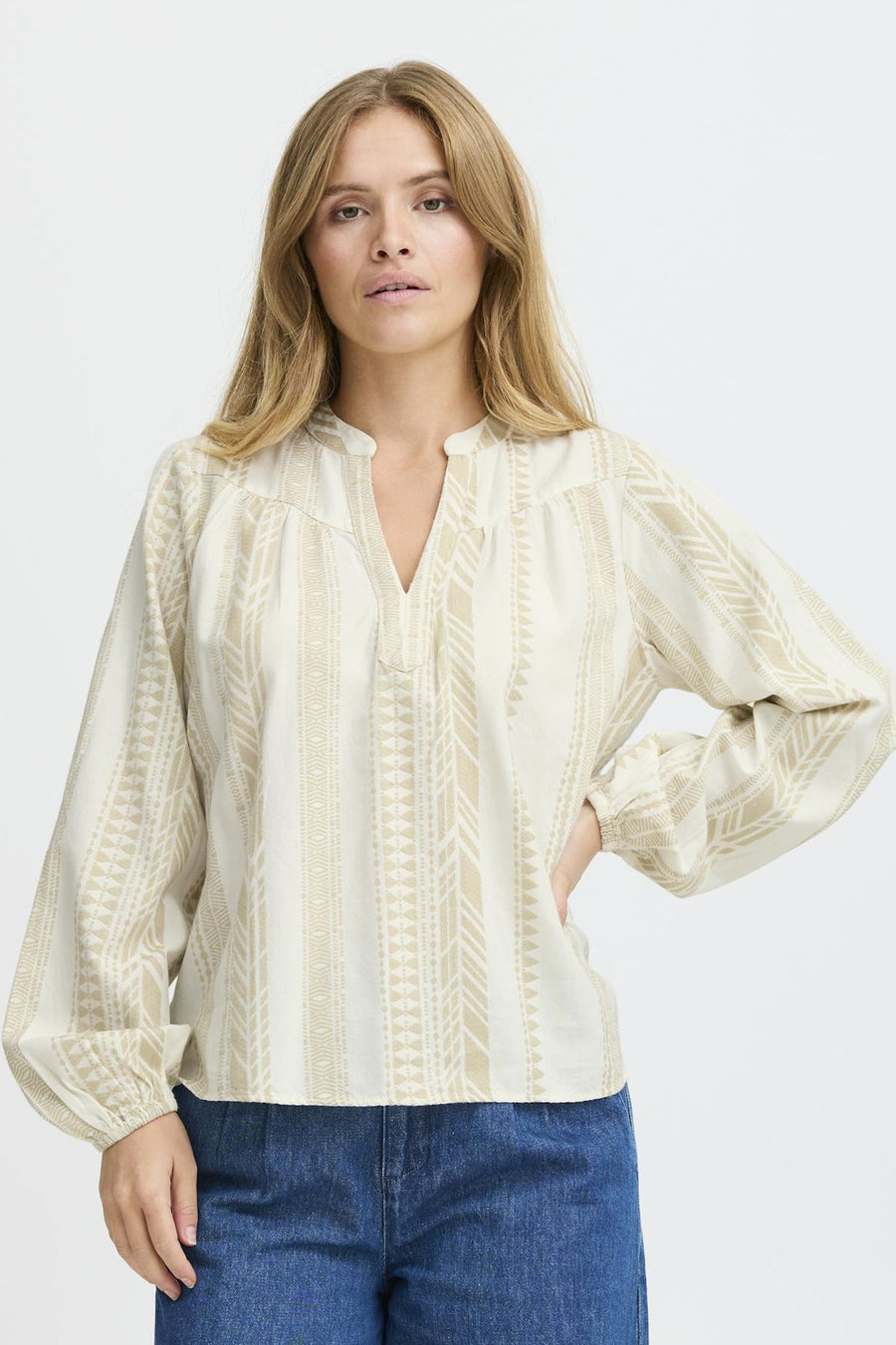 Blouse met lange mouwen - ecru - PULZ