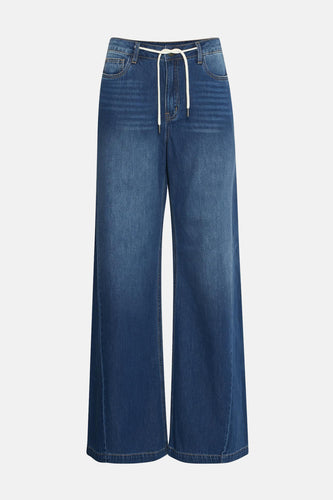 Jeans wide dark blue denim - PULZ - PULZ