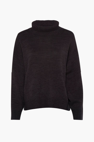 Gilet noir avec col rond de PULZ, avec un col et des manches côtelés.