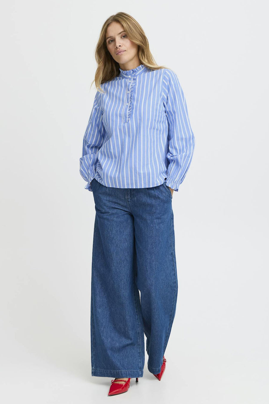 Blouse met lange mouwen - blauw - PULZ