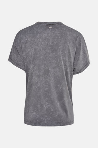 Grijs T-shirt met korte mouwen van PULZ, met een stonewash textuur en korte mouwen.