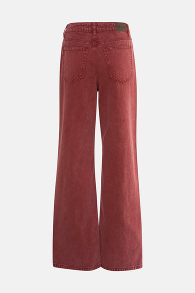 Rode gekleurde jeans van PULZ Jeans, met wijde pijpen en achterzakken.