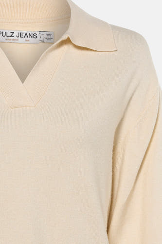 Pull col V - écru