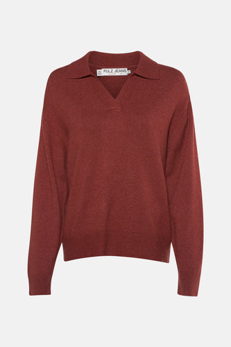 Pull à col en V - rouge