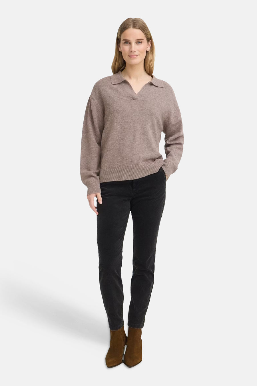 Pull V-hals - bruin