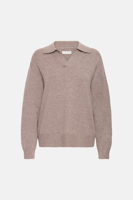 Pull col V - brun