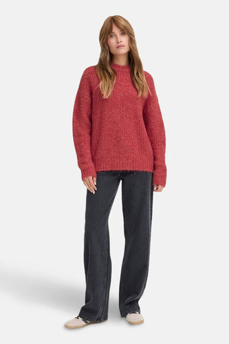 Pull met ronde hals - rood - PULZ - 4