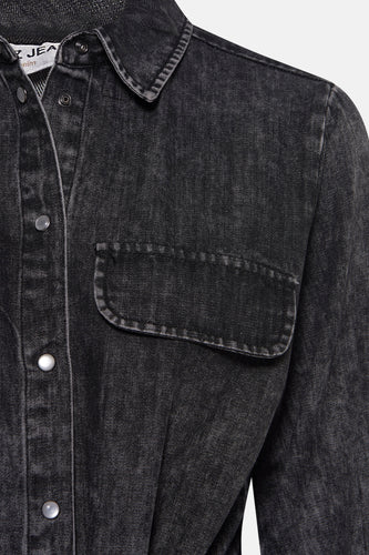 Robe à manches longues - Dark grey denim - PULZ