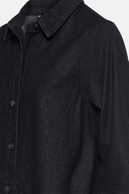 Kleedje met korte mouwen - black denim