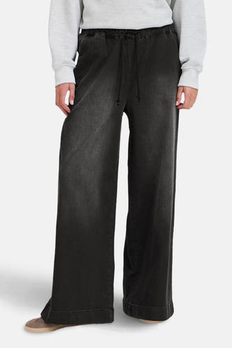 Zwarte denim gekleurde jeans van PULZ, met een elastische tailleband en trekkoord.