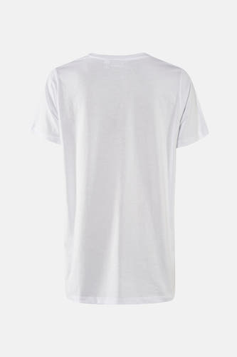T-shirt blanc à manches courtes de PULZ, avec le dos affiché sur un fond clair.