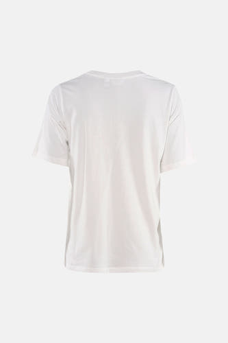 Wit T-shirt van PULZ met korte mouwen, van achteren gezien, met ronde hals.