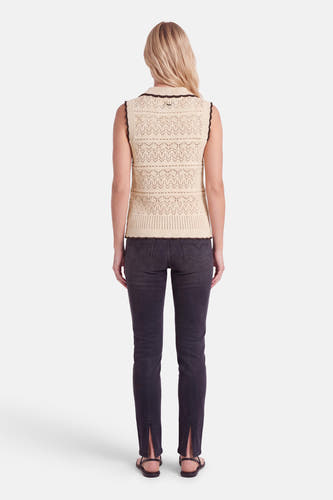 Pull col V - écru