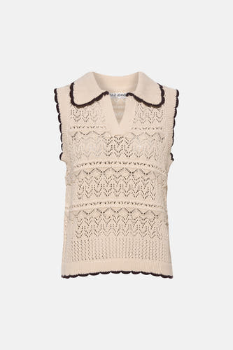 Pull col V - écru