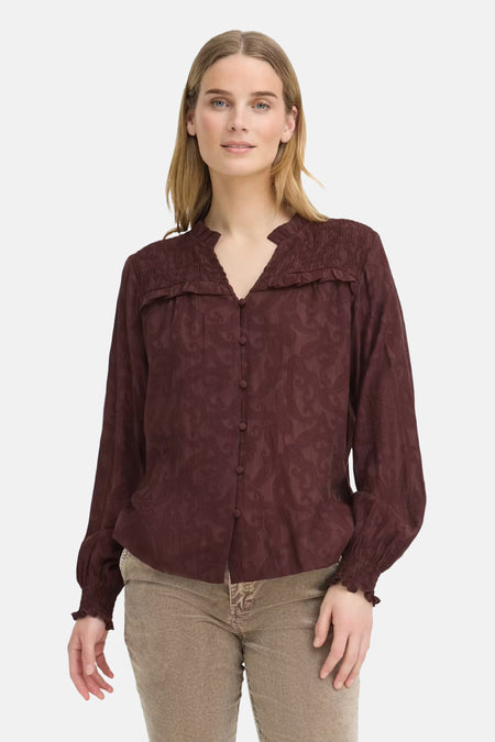 Blouse met lange mouwen - bruin