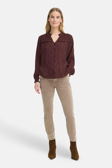 Blouse met lange mouwen - bruin