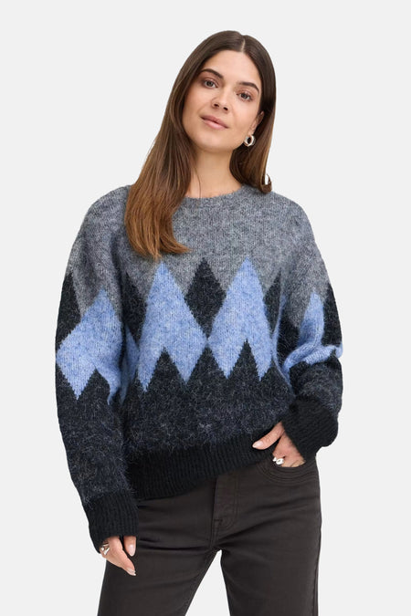 Pull col O - bleu