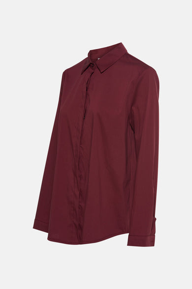 Bordeaux hemd met lange mouwen van Terra di Siena, effen kleur en lange mouwen.