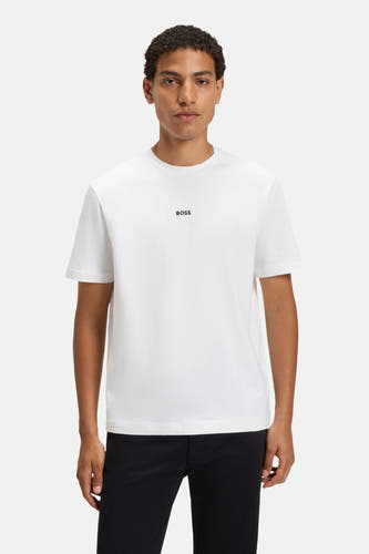 Wit T-shirt met korte mouwen van HUGO BOSS ORANGE, met korte mouwen en een klein logo op de borst.