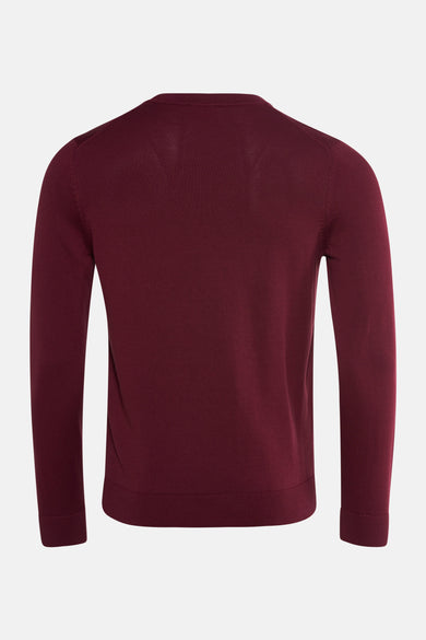 T-shirt rouge avec col rond de HUGO, texture lisse et longues manches, dos.