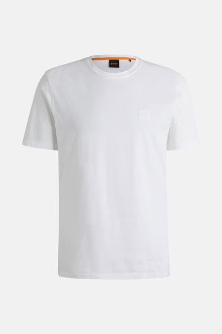 Wit T-shirt met korte mouwen van BOSS, met een subtiel logo-vierkant op de borst.